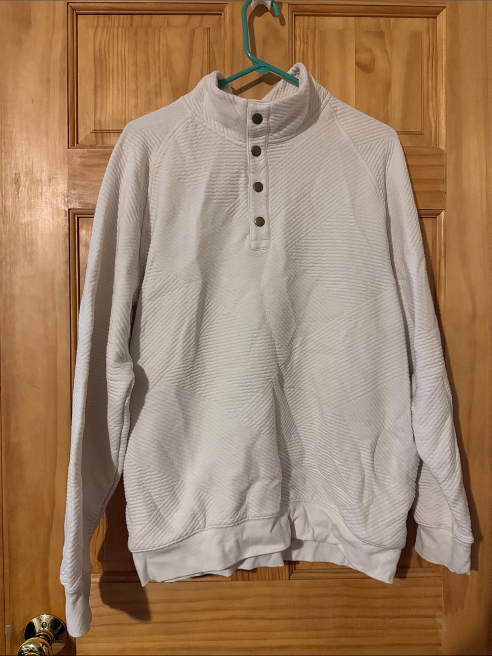 Goodfellow & Co Cream Textured Pullover with Quarter-Snap Placket